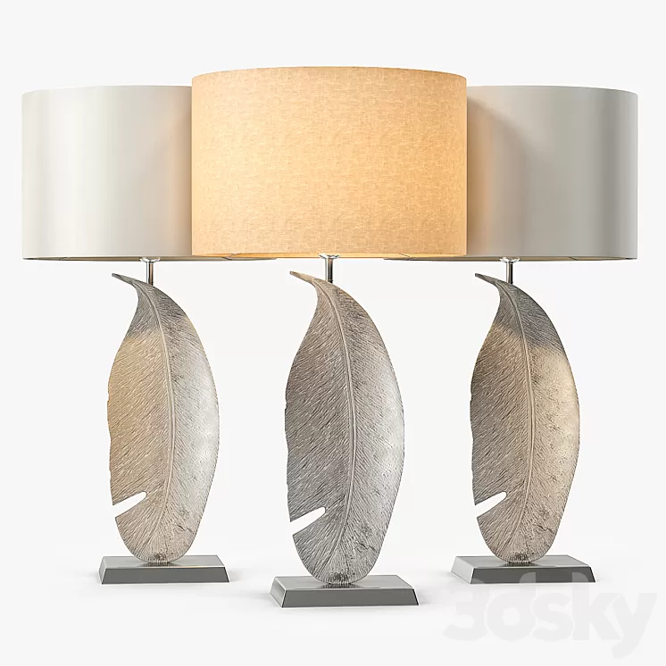 Heathfield & Co Leaf Nickel Large Table Lamp 3D Model Heathfield & Co Leaf Nickel Large Table Lamp 3D Model