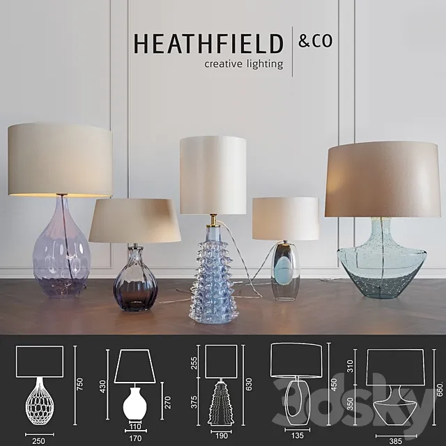 Heathfield & Co_Table Lamps_BLUE_Set 3 3DModel Heathfield & Co_Table Lamps_BLUE_Set 3 3DModel