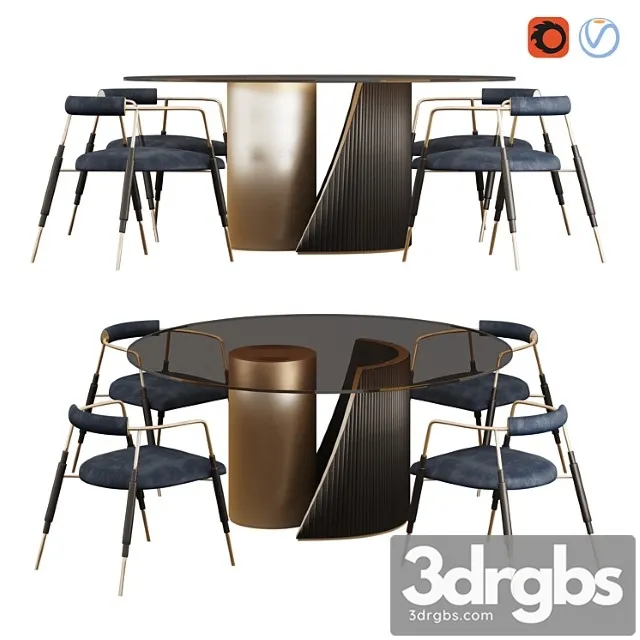 Hege table and frame chair by shake 2 3D Model Download