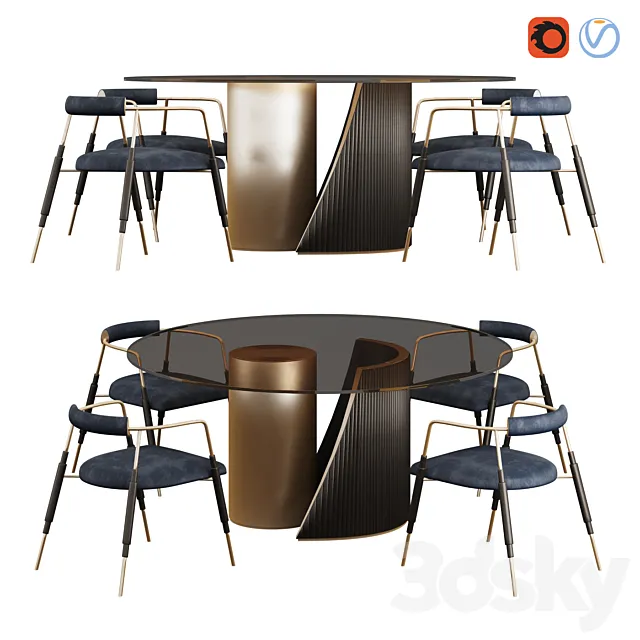 Hege Table and Frame Chair by Shake 3DModel Hege Table and Frame Chair by Shake 3DModel