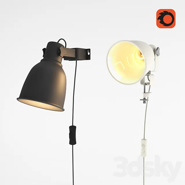 HEKTAR Wall mounted spotlight _ lamp with clip 3D Model