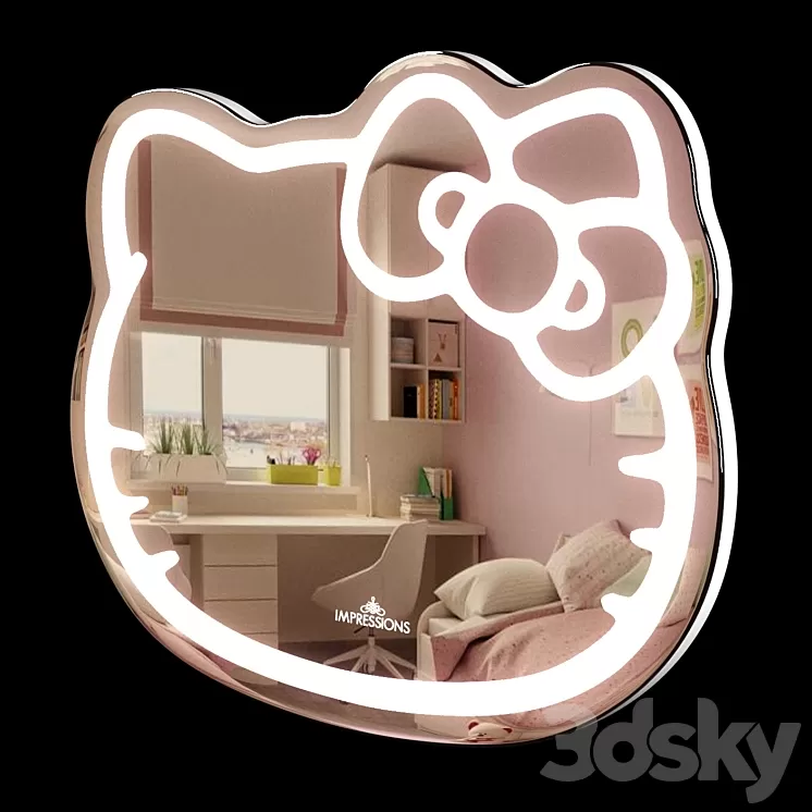 Hello Kitty LED Mirror 3D Model Free Download - 3DSKY Decor Helper