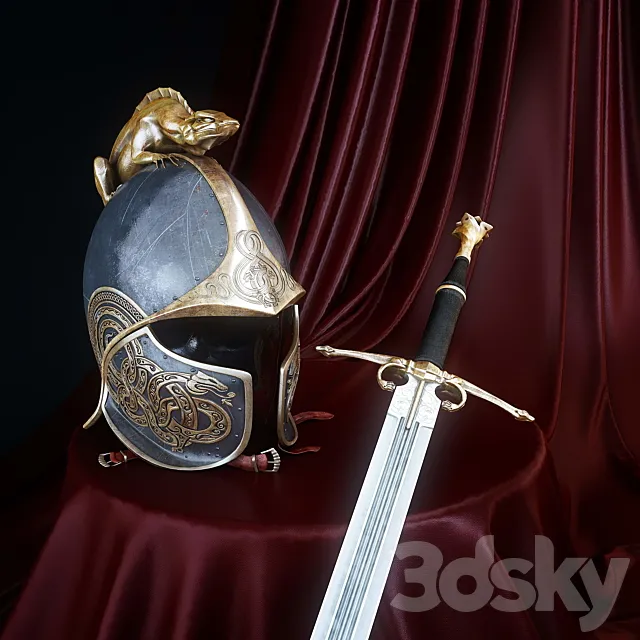 helmet and sword 3D Model helmet and sword 3D Model