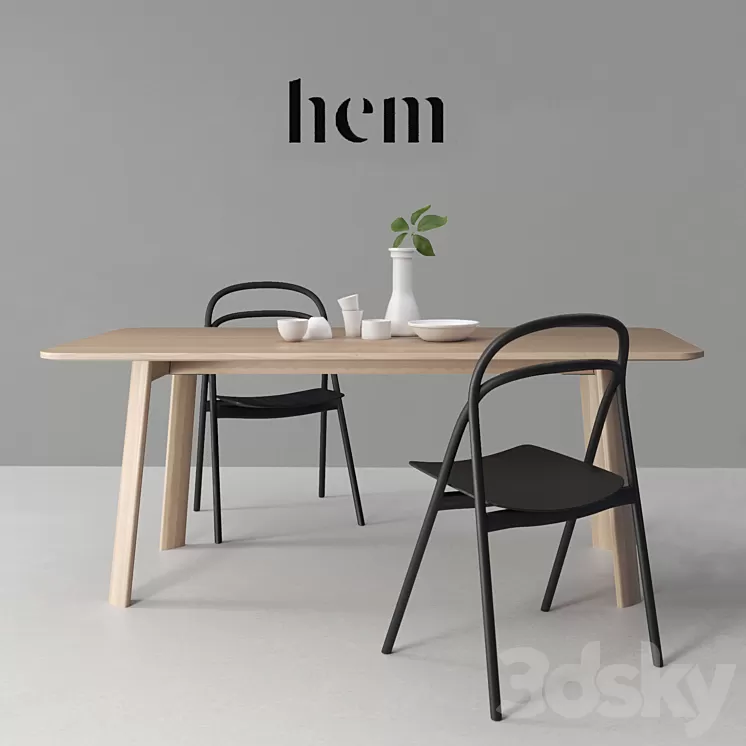 HEM set Udon Chair & Alle Table 3D Model