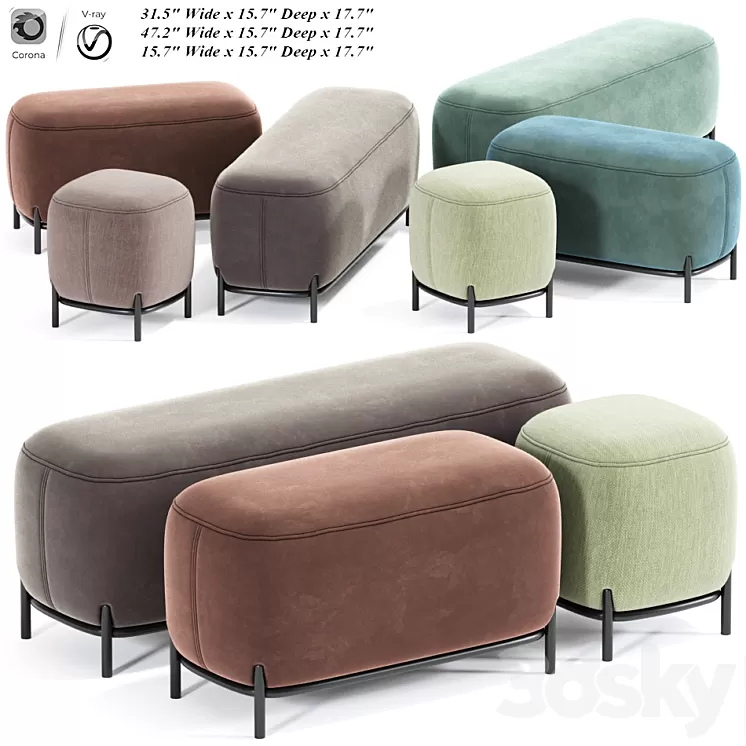 Hemlock Ottoman 3D Model Hemlock Ottoman 3D Model