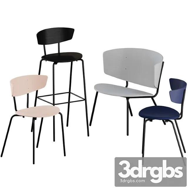 Herman Chairs Bar Stool Lounge By Ferm Living 3D Model Download