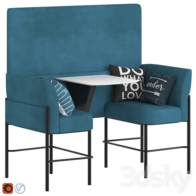 Herman Miller Hue Lounge Furniture high with wall 3D Model