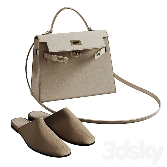 Hermes bag and mules 3D Model