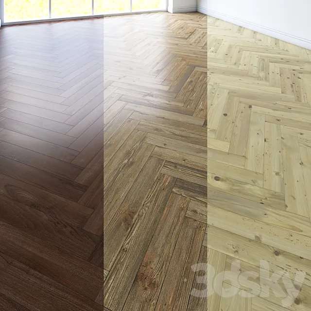 Herringbone parquet. 3 types 3DModel