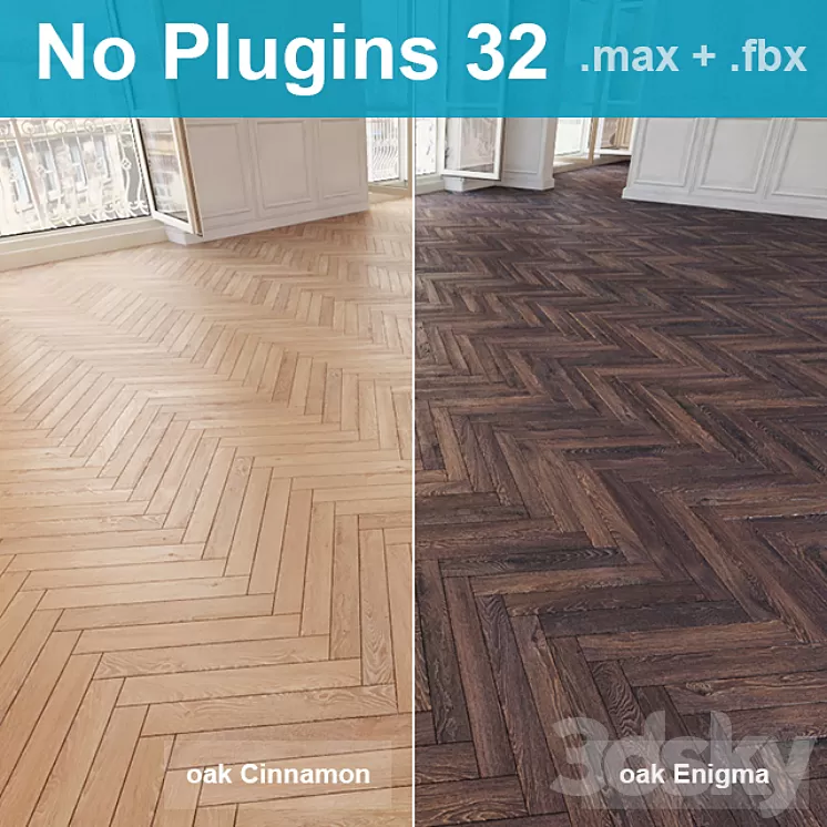 Herringbone parquet 32 ​​(2 species without the use of plug-ins) 3D Model