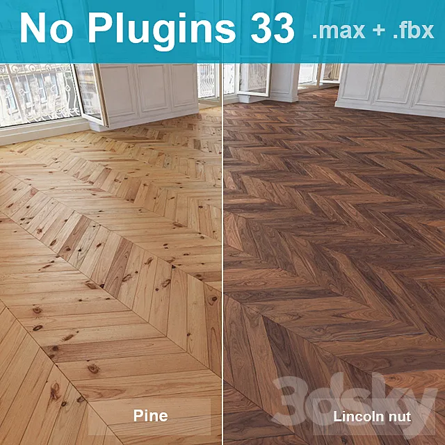 Herringbone parquet 33 (2 species. without the use of plug-ins) 3DModel Herringbone parquet 33 (2 species. without the use of plug-ins) 3DModel