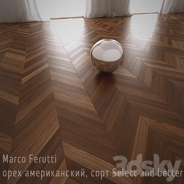 Herringbone parquet French Marco Ferutti engineering board American walnut 3D Model Herringbone parquet French Marco Ferutti engineering board American walnut 3D Model