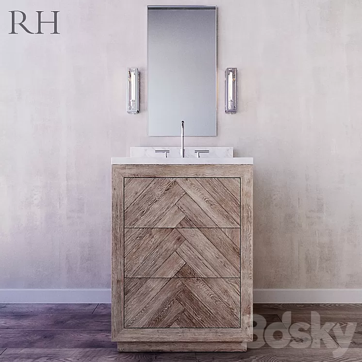 HERRINGBONE POWDER VANITY 3D Model HERRINGBONE POWDER VANITY 3D Model