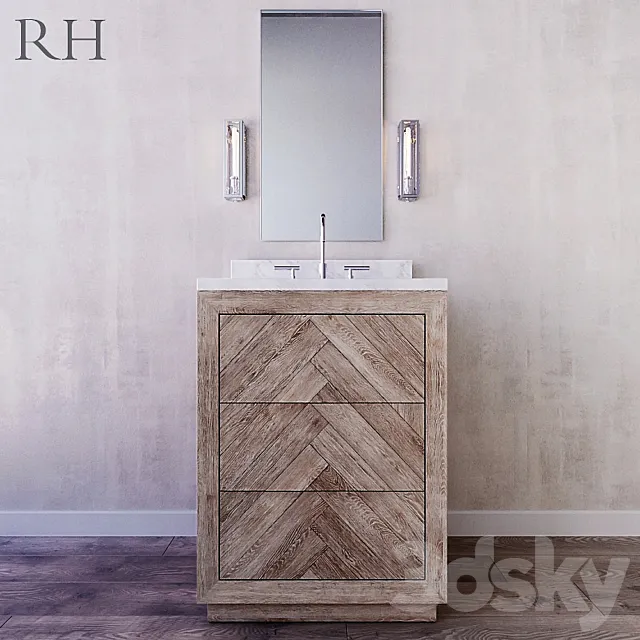 HERRINGBONE POWDER VANITY 3DModel HERRINGBONE POWDER VANITY 3DModel
