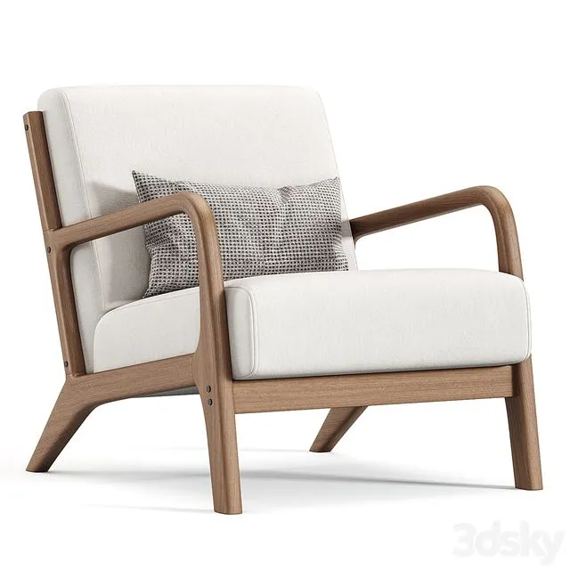 Hertford Upholstered Linen Blend Accent Chair 3D Model