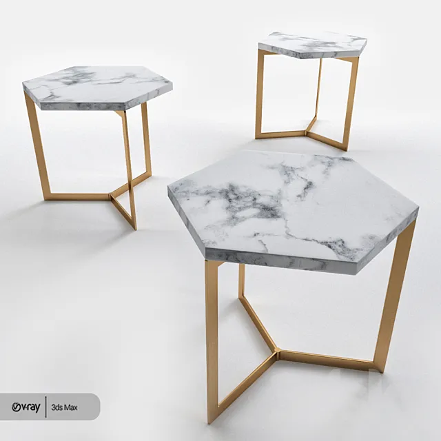 Hex side table hudson drink table set 3DModel Hex side table hudson drink table set 3DModel
