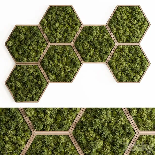 Hexagon Green Wall Panel – Set 79 3D Model Hexagon Green Wall Panel – Set 79 3D Model