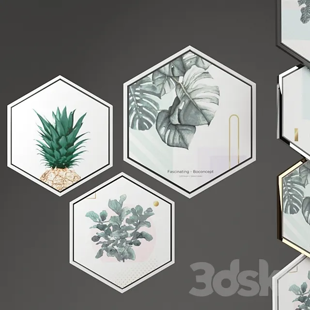 Hexagonal picture frames 3DModel Hexagonal picture frames 3DModel