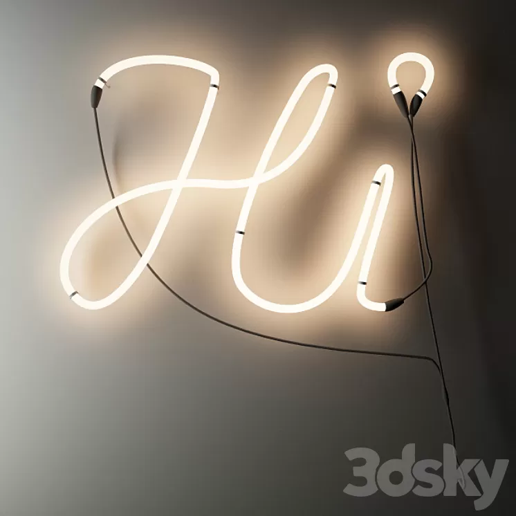 Hi neon sign 3D Model Hi neon sign 3D Model