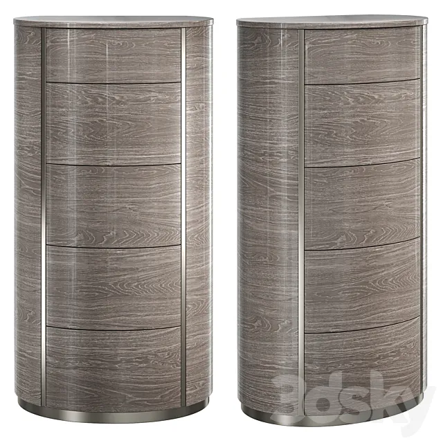 High chest of drawers Camelgroup Round silver 3D Model High chest of drawers Camelgroup Round silver 3D Model