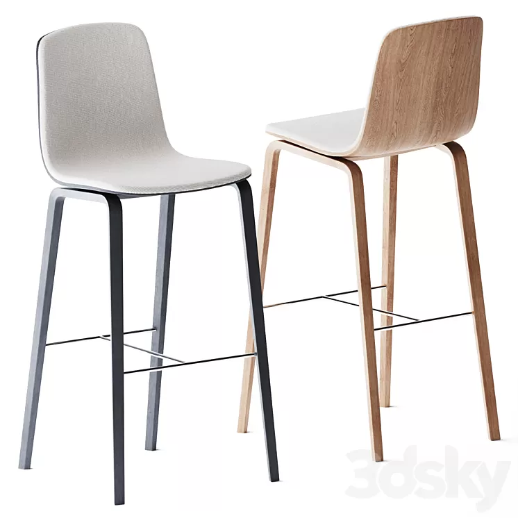 High upholstered bar stool Aavo by Arper 3D Model High upholstered bar stool Aavo by Arper 3D Model