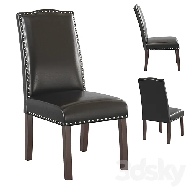 Highback leather dining chair 3D Model