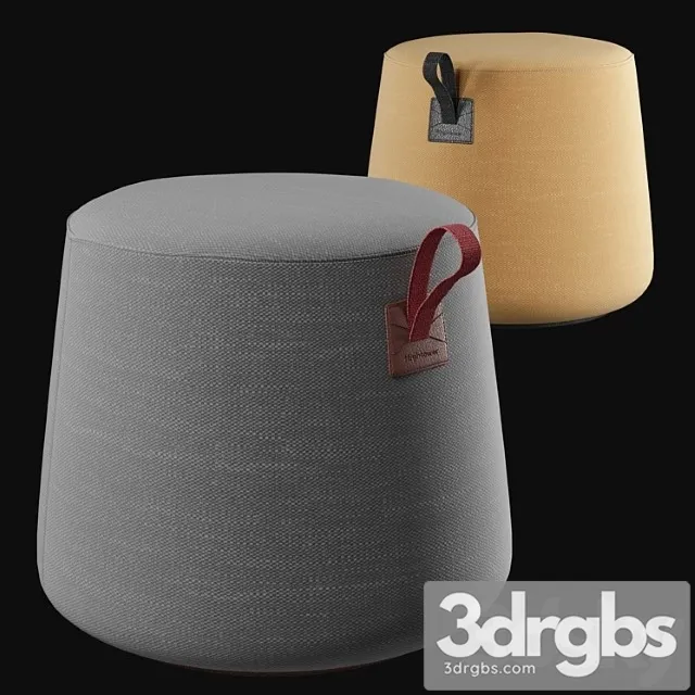 Hightower round pouf most modest 2 3D Model Download