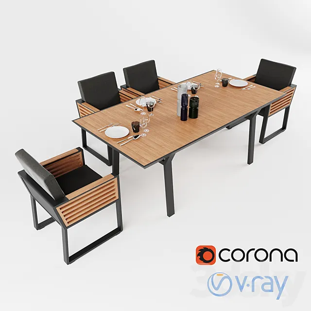 Higold New York dining Set _ Outdoor Dining Set 3D Model