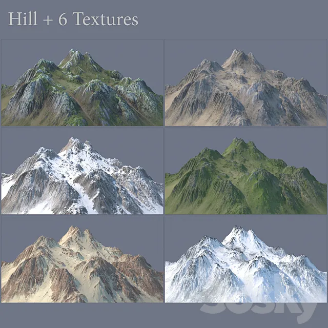 Hill (6 Textures) 3D Model Hill (6 Textures) 3D Model