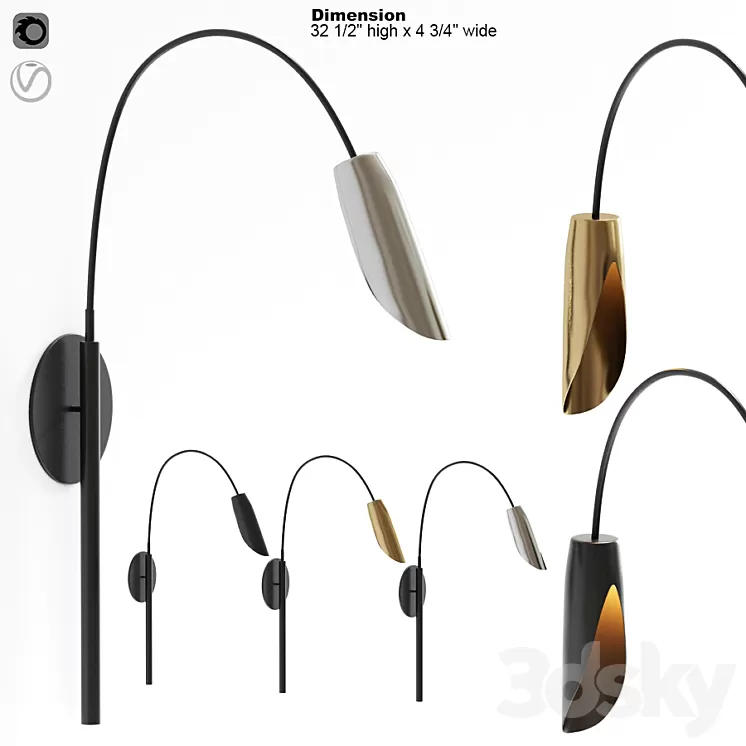 Hinkley Bowery Steel LED Wall Sconce 3D Model Hinkley Bowery Steel LED Wall Sconce 3D Model