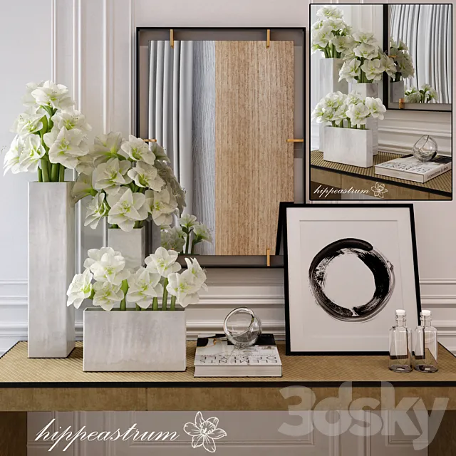 hippeastrum Flower decorative set 3D Model