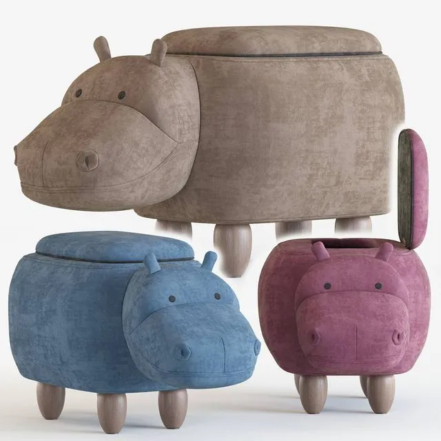Hippo children’s storage stool 3D Model Hippo children’s storage stool 3D Model