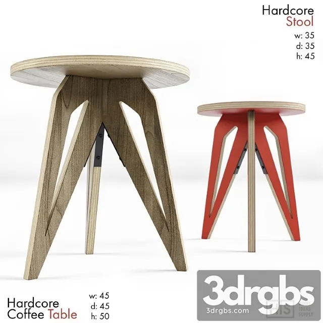 His Hardcore Stool And Coffee Table 3D Model Download