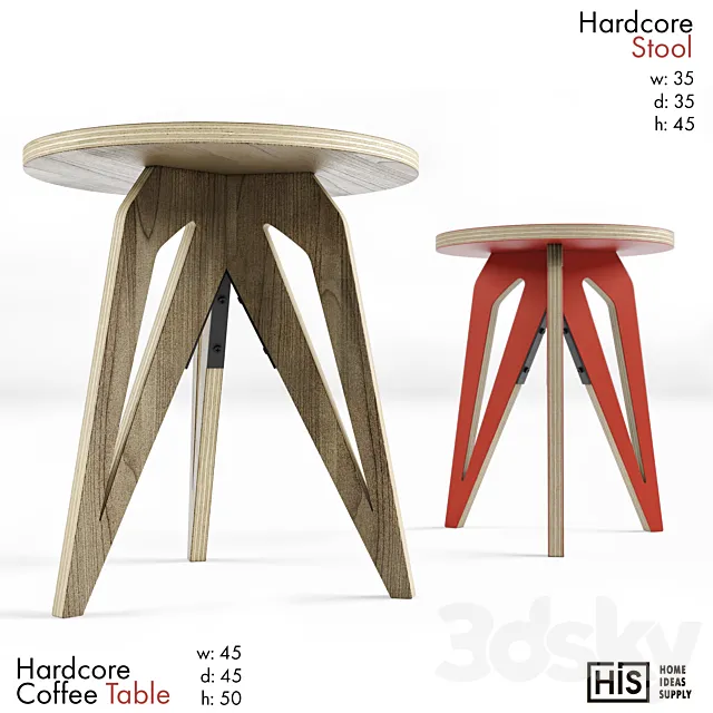 HIS – Hardcore Stool and Coffee Table 3DModel