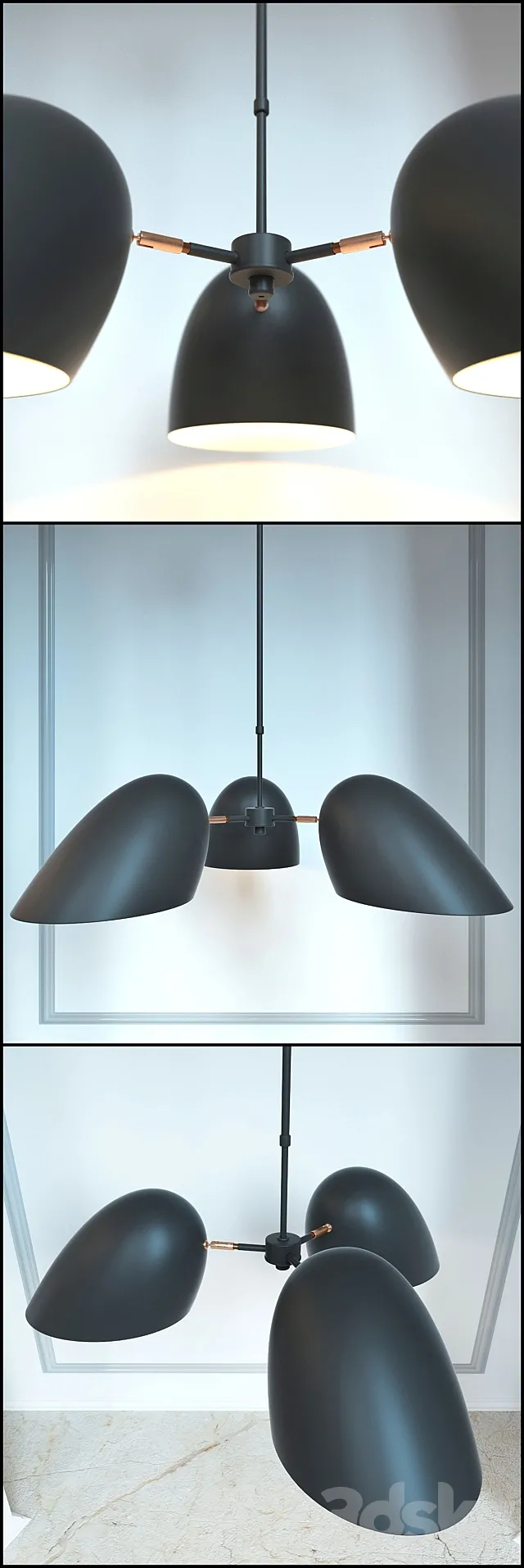 Hitchcock 3 Arm Chandelier 3DModel Hitchcock 3 Arm Chandelier 3DModel