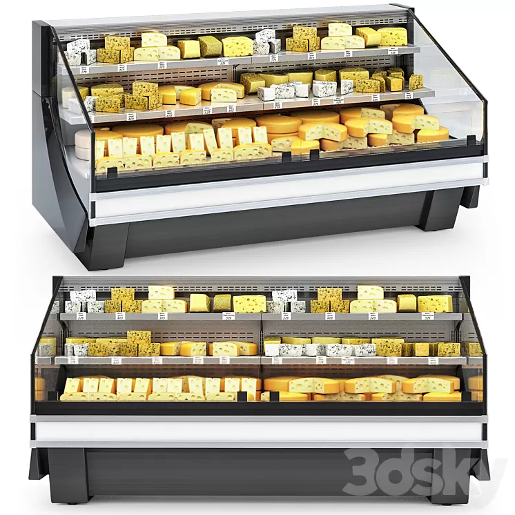 HitLine refrigerated display case with cheese 3D Model