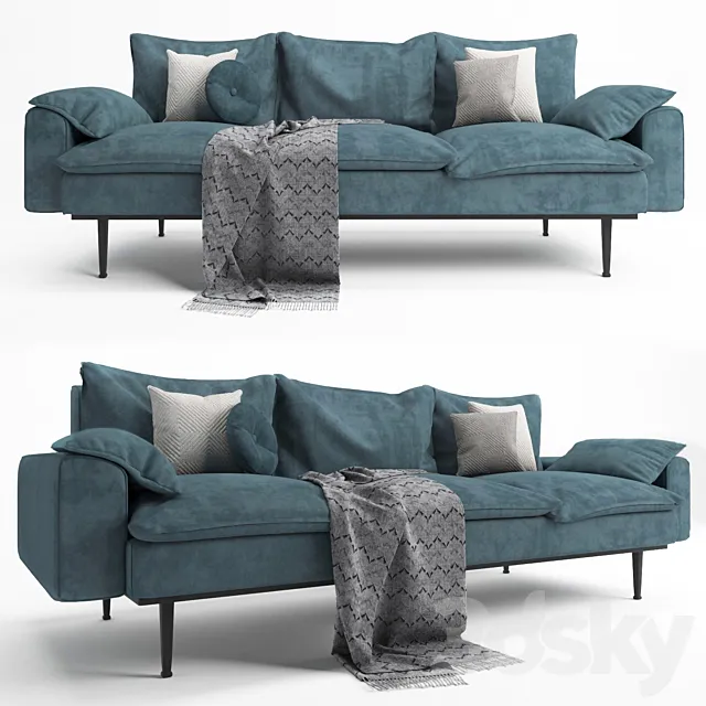 HK-Living Retro sofa 3D Model HK-Living Retro sofa 3D Model