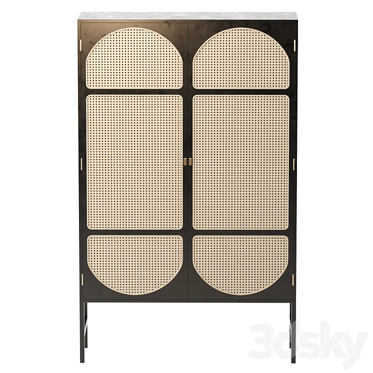HK-Living Retro webbing cabinet black 3D Model Free Download
