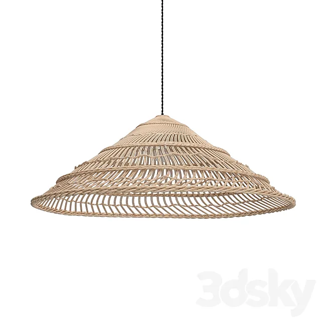 HK Living Wicker Hanging Lamp Triangle Natural 3D Model HK Living Wicker Hanging Lamp Triangle Natural 3D Model