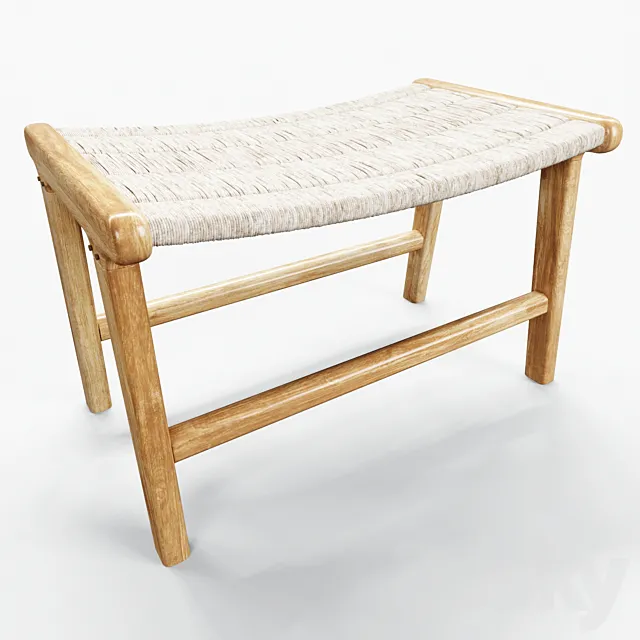 HKLiving abaca _ teak lounge ottoman 3DModel