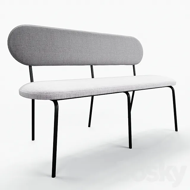 HKLiving – dining table bench gray 3DModel HKLiving – dining table bench gray 3DModel