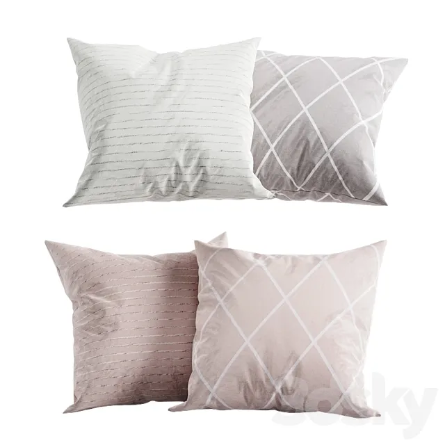 H&M Home Pastel Pillow Set 3D Model H&M Home Pastel Pillow Set 3D Model