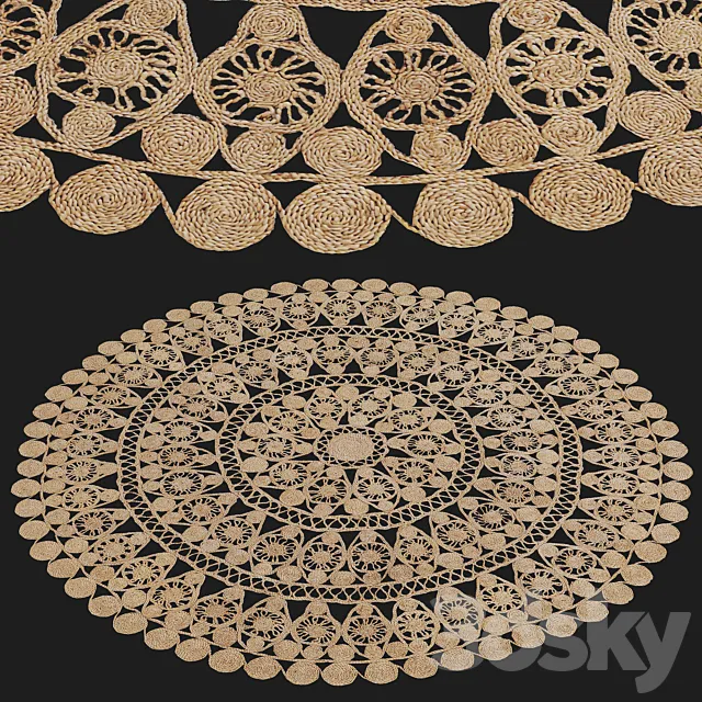 HM Home patterned jute rug 3D Model HM Home patterned jute rug 3D Model