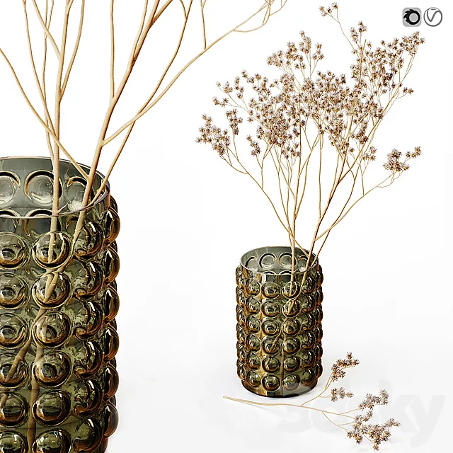 H&M vase with dry flowers 3D Model H&M vase with dry flowers 3D Model