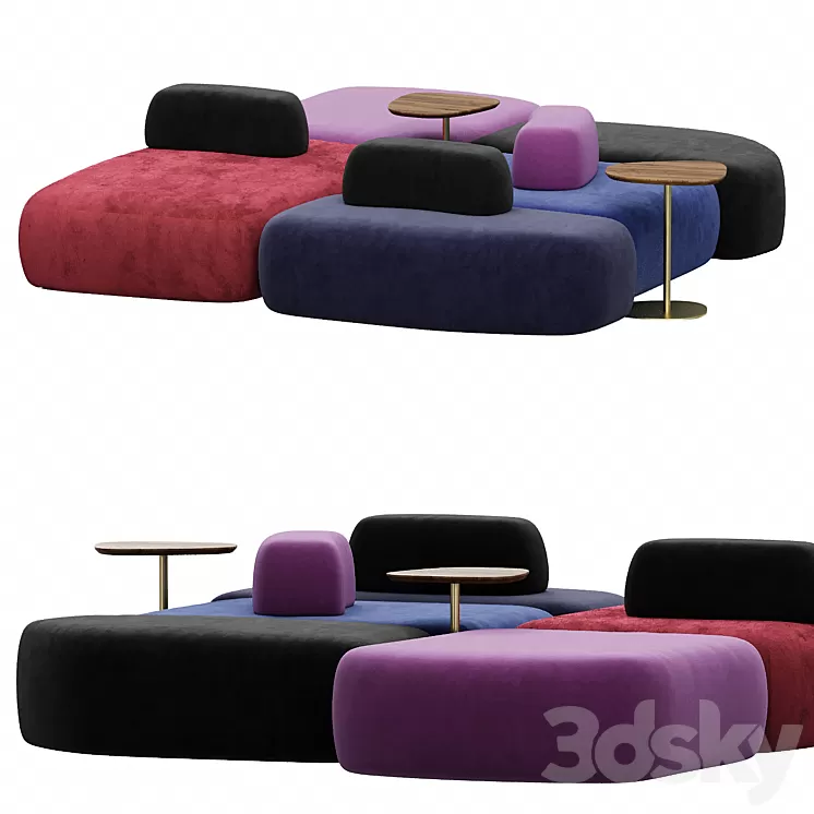 hm63 Pebble sofa set 3D Model Free Download