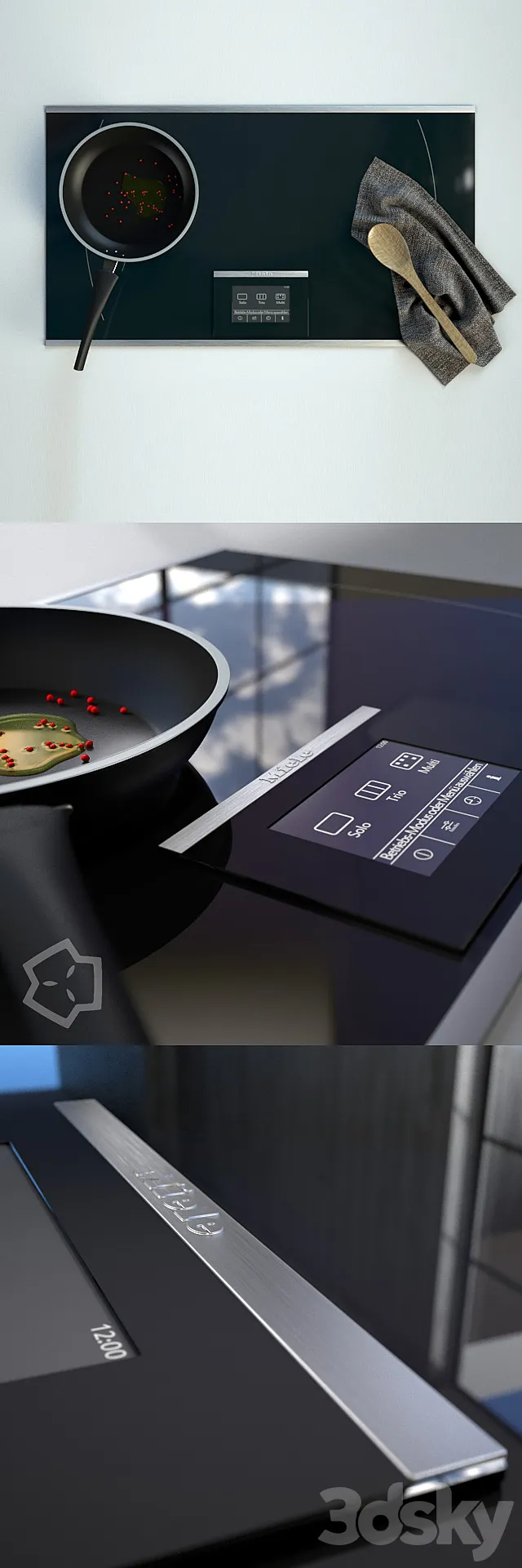 Hob KM6395 by Miele + TVS Cookware 3DModel