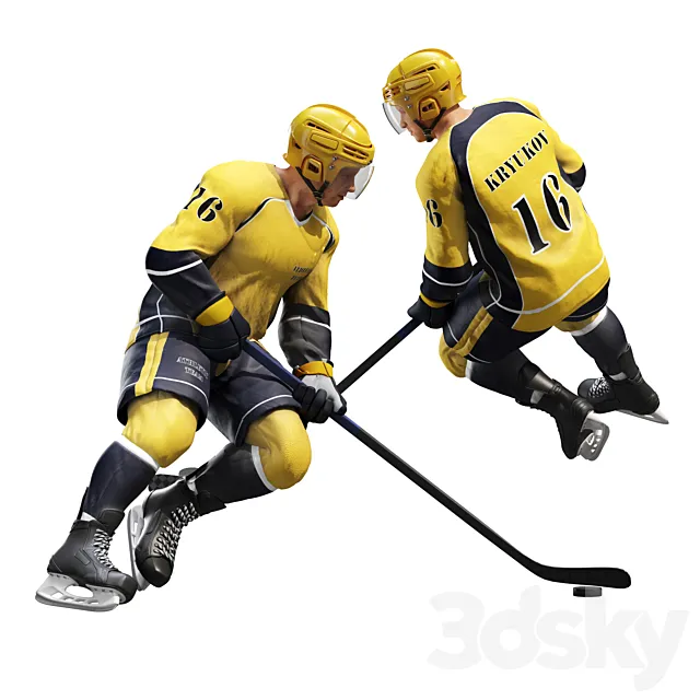 Hockey player. Position 1 3D Model