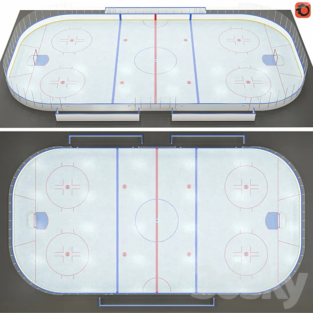 Hockey rink 20×40 m. 3D Model