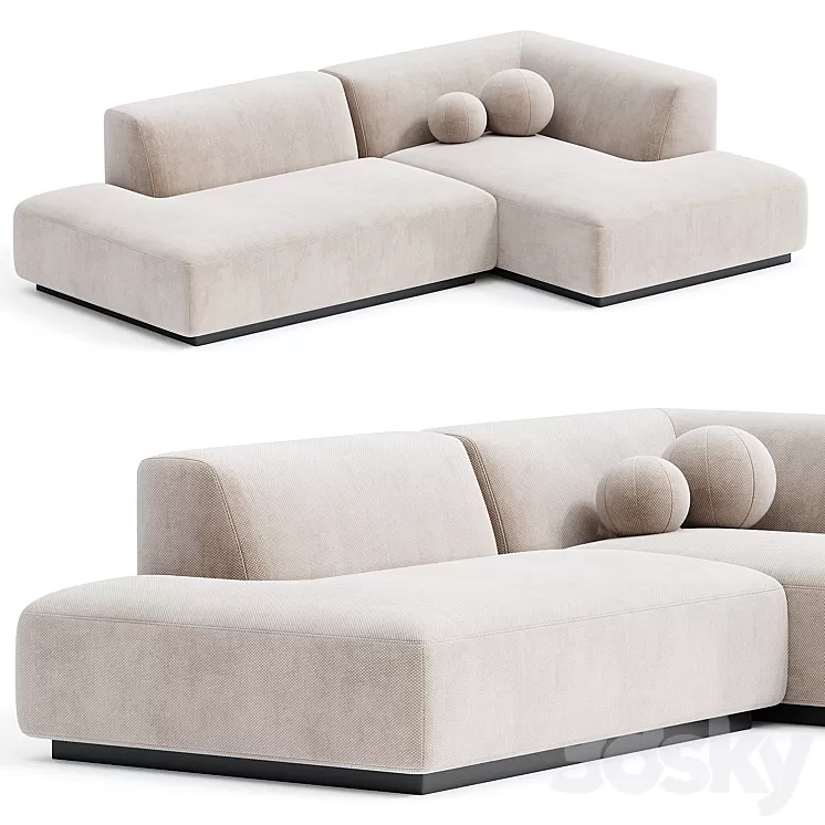 Hoekbank in jaspee stof Jacopo 3D Model Free Download