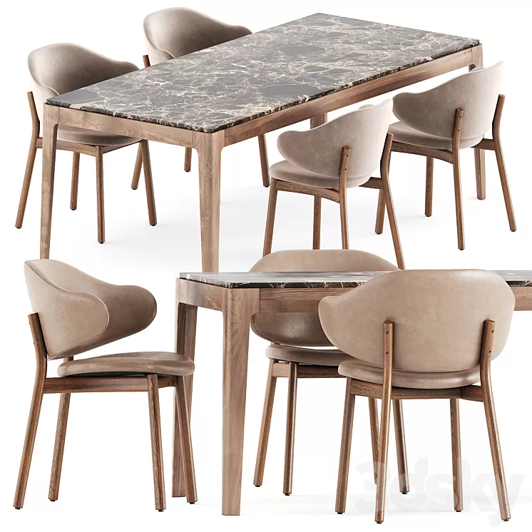 Holly chairs by Calligaris and Ziggy table by Porada 3D Model Free Download